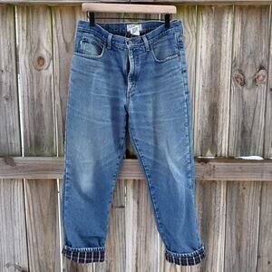 Vintage L.L. Bean Classic Fit Jeans – Plaid Lined Cuff